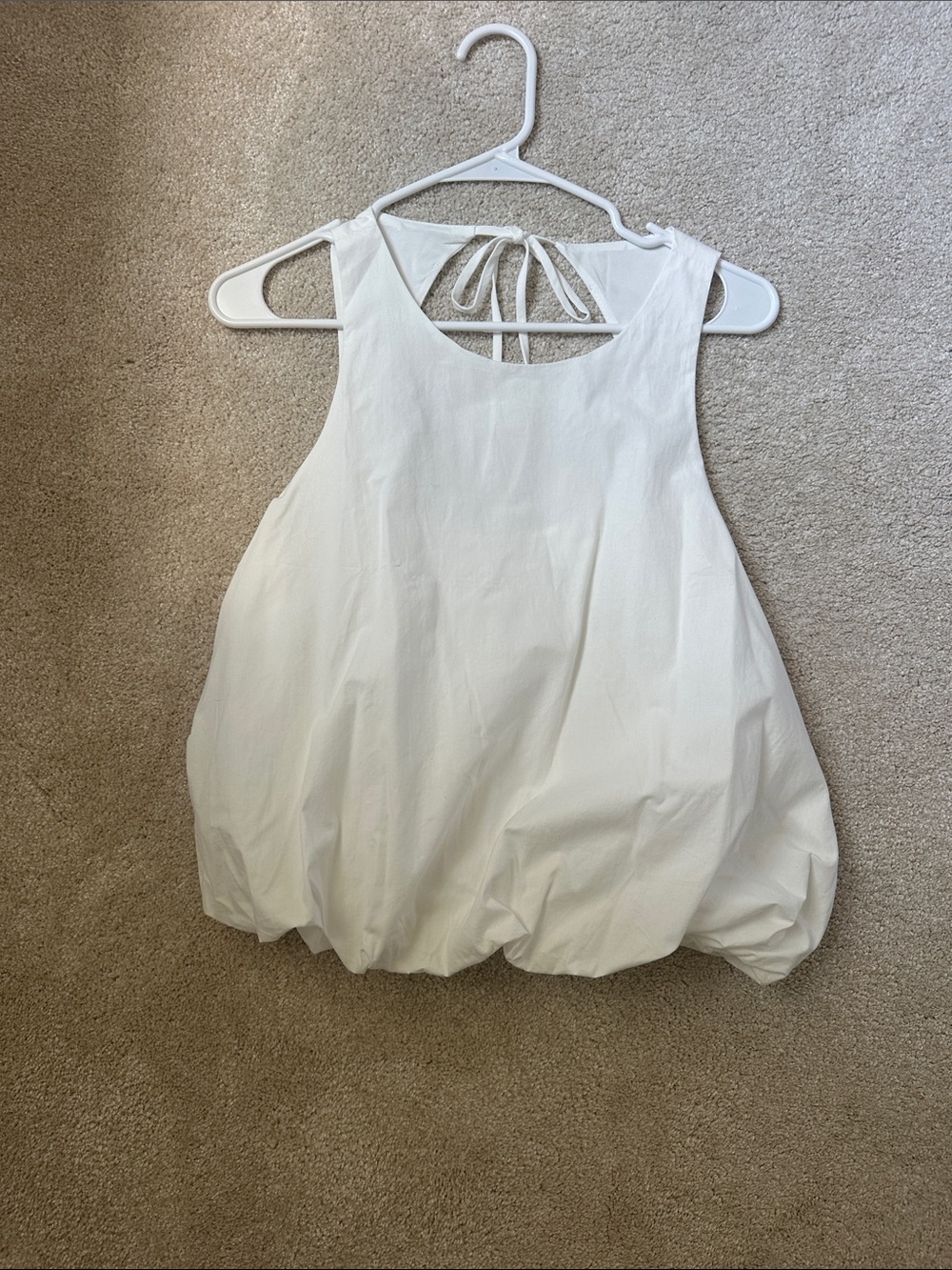 Women's White Bubble Hem Tie-Back Tank Top